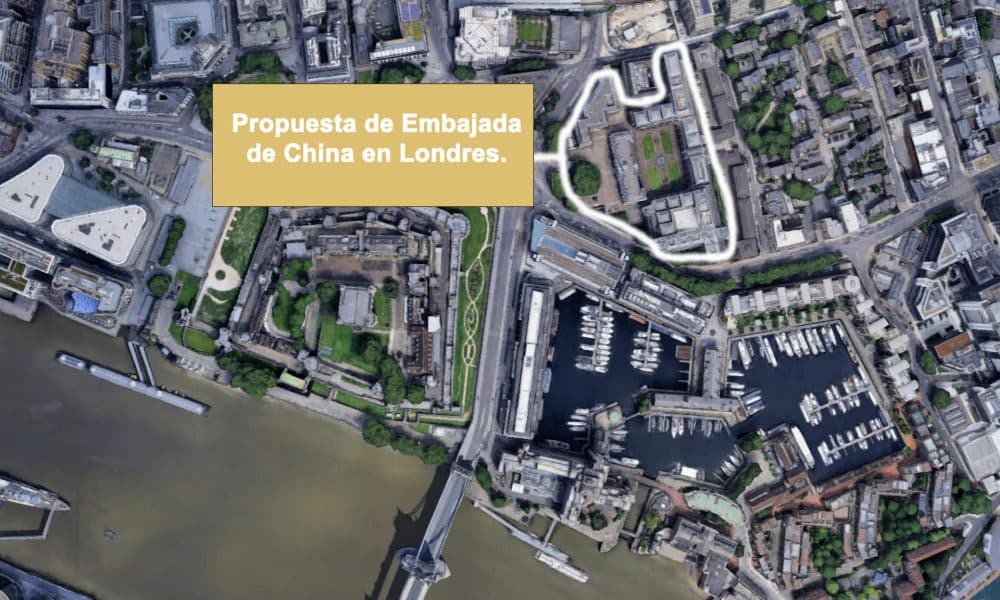 Vista aérea de la zona en la que China quiere abrir una nueva embajada en Londres. EFE/Google Earth -SOLO USO EDITORIAL/SOLO DISPONIBLE PARA ILUSTRAR LA NOTICIA QUE ACOMPAÑA (CRÉDITO OBLIGATORIO)- NO VENTAS