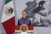 La presidenta de México,  Claudia Sheinbaum, habla en una rueda de prensa este miércoles, en el Palacio Nacional de la Ciudad de México (México). EFE/ Isaac Esquivel
