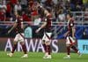 El jugador del Flamengo Leo Pereira (R) celebra el gol en semifinales de la Copa Intercontinental ante el Pyramids FC, en Al-Rayyan, Catar. EFE/EPA/NOUSHAD THEKKAYIL