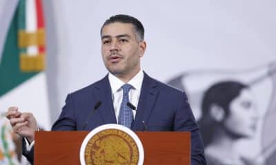 El secretario de Seguridad y Protección Ciudadana, Omar García Harfuch, habla durante una rueda de prensa en Palacio Nacional de la Ciudad de México (México). Fotografía de archivo. EFE/ Sáshenka Gutiérrez