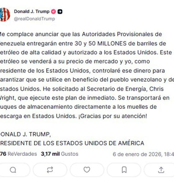 Captura de una publicación en la cuenta en Truth Social @realDonaldTrump del presidente de Estados Unidos, Donald Trump. EFE/ @realDonaldTrump