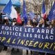 Miembros de la policía francesa gritan consignas y ondean banderas durante una manifestación nacional en París, Francia, el 31 de enero de 2026, exigiendo mejores salarios y condiciones laborales. (Protestas, Francia) EFE/EPA/YOAN VALAT