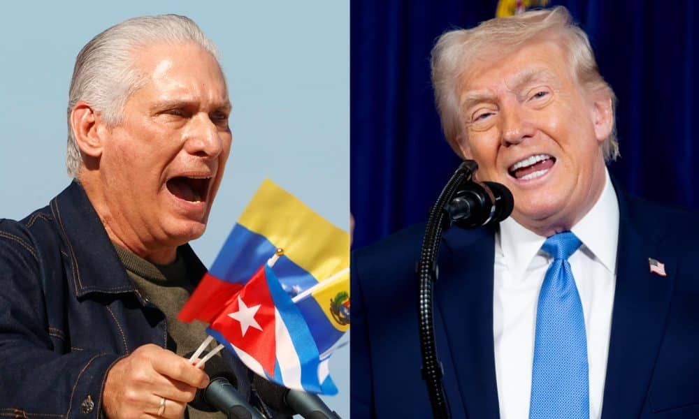 Combo de fotografías de archivo que muestra al presidente de Cuba, Miguel Díaz-Canel (i) y a su homólogo de Estados Unidos, Donald Trump. EFE/ Ernesto Mastrascusa/ Nicole Combeau/ ARCHIVO