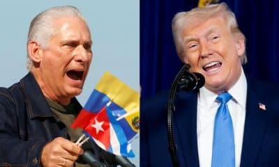 Combo de fotografías de archivo que muestra al presidente de Cuba, Miguel Díaz-Canel (i) y a su homólogo de Estados Unidos, Donald Trump. EFE/ Ernesto Mastrascusa/ Nicole Combeau/ ARCHIVO
