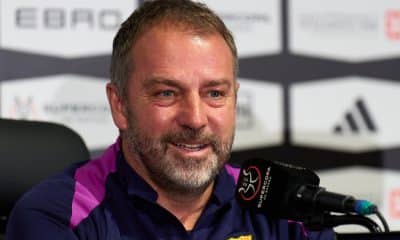 El entrenador del FC Barcelona, Hansi Flick, ofrece una rueda de prensa este martes, en el Alinma Stadium de Yeda (Arabia Saudí) previo al partido de mañana de la Supercopa de España 2026 ante el Athletic Club. EFE/ Ángel Martinez RFEF SOLO USO EDITORIAL SOLO DISPONIBLE PARA ILUSTRAR LA NOTICIA QUE ACOMPAÑA (CRÉDITO OBLIGATORIO)