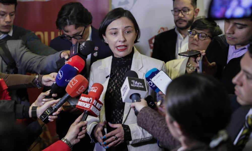 La ministra de Agricultura y Desarrollo Rural de Colombia, Martha Carvajalino, habla durante una rueda de prensa este lunes, en Bogotá (Colombia). EFE/ Carlos Ortega