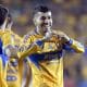 Angel Correa de Tigres celebra un gol en el estadio Universitario de la UANL, en San Nicolás de Los Garza (México). Imagen de archivo. EFE/ Miguel Sierra