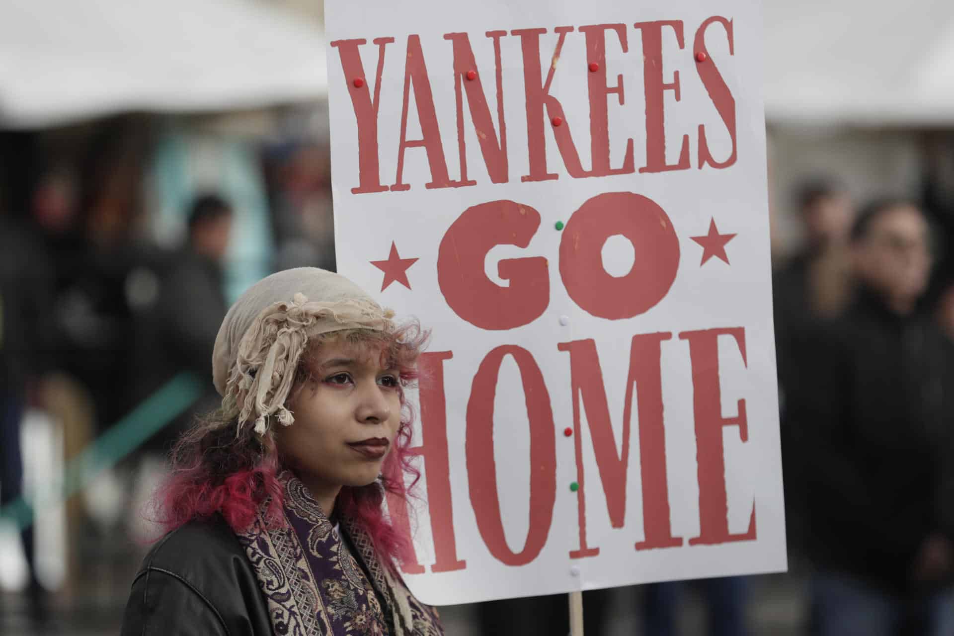 Imagen del 7 de enero de una protesta en Colombia contra los ataques de EE. UU. en Venezuela. EFE/Carlos Ortega