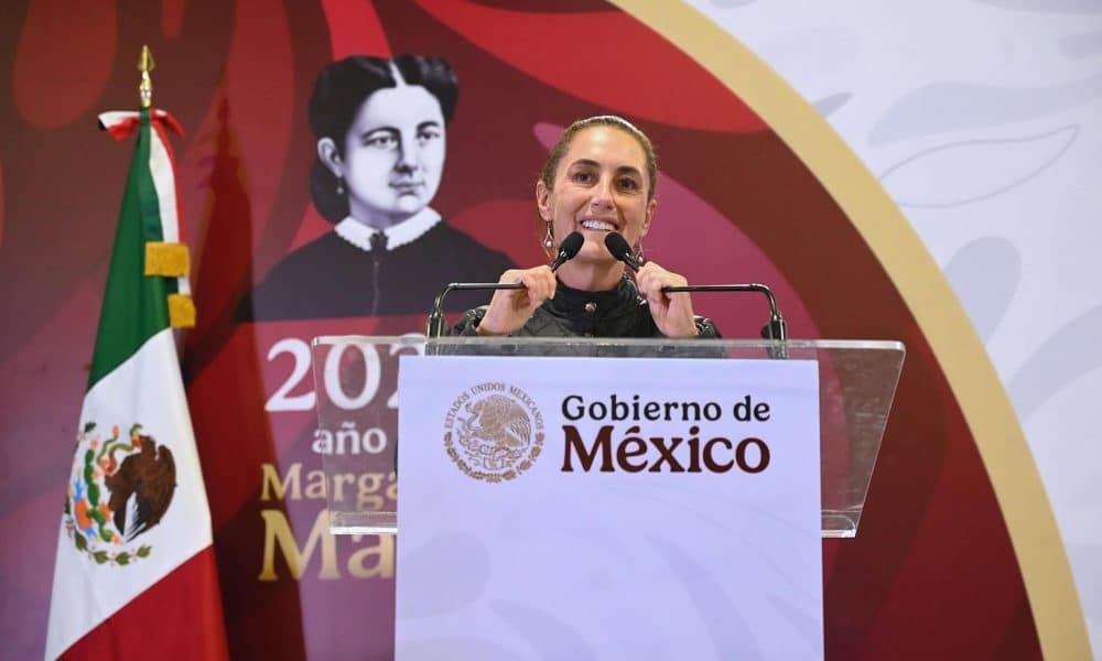 Fotografía cedida por la presidencia de México, de la mandataria mexicana, Claudia Sheinbaum, hablando durante una gira de trabajo en Reynosa (México). EFE/ Presidencia de México /SOLO USO EDITORIAL/NO VENTAS/SOLO DISPONIBLE PARA ILUSTRAR LA NOTICIA QUE ACOMPAÑA (CRÉDITO OBLIGATORIO)