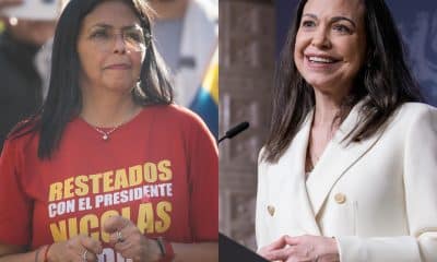 Combo de fotografías de archivo que muestran a la vicepresidenta ejecutiva de Venezuela, Delcy Rodriguez (i), y a la líder opositora venezolana María Corina Machado. EFE/ Miguel Gutiérrez/ Stian Lysberg Solum