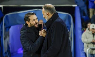 El técnico del Getafe, Pepe Bordalás (i), durante un partido de Laliga EA Sports disputado el pasado 9 de enero. EFE / Juanjo Martín.