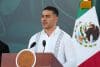 El titular de la Secretaria de Seguridad y Protección Ciudadana de México, Omar García Harfuch, habla durante una rueda de prensa este viernes, en Acapulco (México). EFE/ David Guzmán