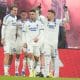 El jugador del Copenhague Jordan Larsson of FC Copenhagen (11) celebra con sus compañeros un gol durante el partido de la UEFA Champions League que han jugado FC Copenhagen y Napoli en el Parken in Copenhagen, Dinamarca. EFE/EPA/Liselotte Sabroe DENMARK OUT