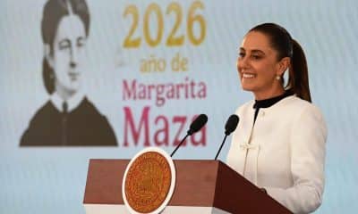 Fotografía cedida por la Presidencia de México, de su mandataria Claudia Sheinbaum durante una conferencia de prensa este viernes en el municipio de Ecatepec (México). EFE/ Presidencia de México / SOLO USO EDITORIAL/NO VENTAS/SOLO DISPONIBLE PARA ILUSTRAR LA NOTICIA QUE ACOMPAÑA (CRÉDITO OBLIGATORIO)