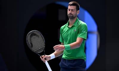 Novak Djokovic, durante su partido de cuartos de final del Abierto de Australia contra el italiano Lorenzo Musetti. EFE/EPA/JAMES ROSS