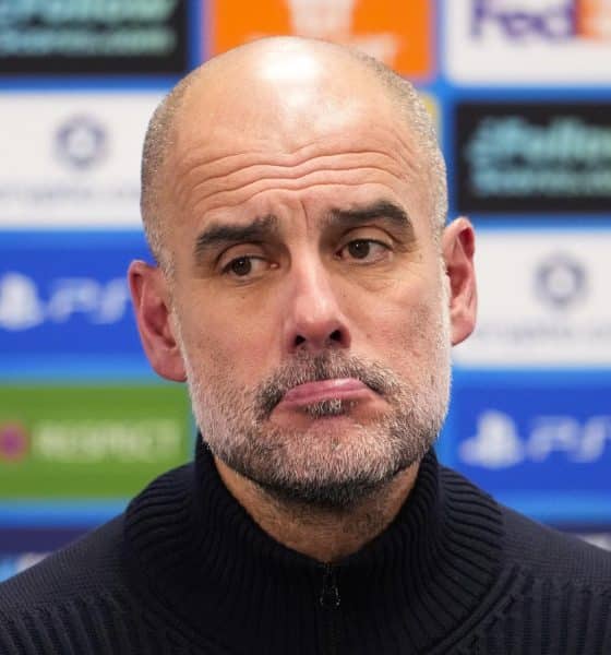 El entrenador del Manchester City Pep Guardiola durante una rueda de prensa de Liga de Campeones este martes 20. EFE/EPA/Fredrik Varfjell
