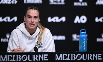 MELBOURNE (Australia), 16/01/2026.- Aryna Sabalenka of Belarus speaks during a press conference ahead of the Australian Open at Melbourne Park in Melbourne, Australia, 16 January 2026. (Tenis, Bielorrusia) EFE/EPA/JOEL CARRETT EDITORIAL USE ONLY AUSTRALIA AND NEW ZEALAND OUT