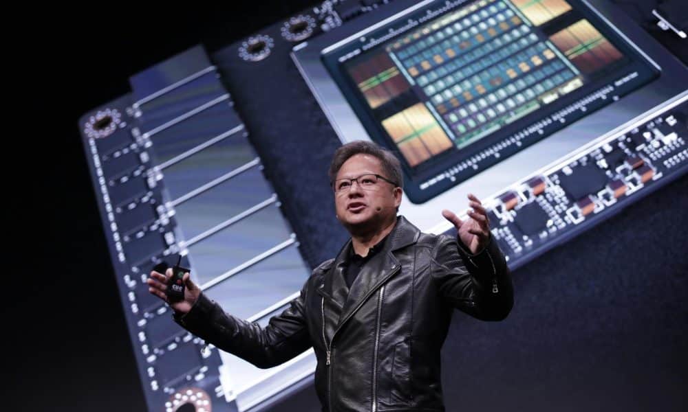 Fotografía de archivo del 20 de mayo de 2018 que muestra al presidente y CEO de Nvidia, Jensen Huang, durante la conferencia GPU Technology, en Taipei (Taiwán). EFE/ Ritchie B. Tongo