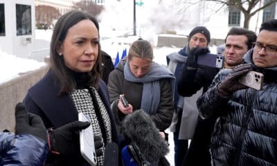 La líder opositora venezolana, María Corina Machado (i), en Washington (EE.UU). EFE/ Octavio Guzmán