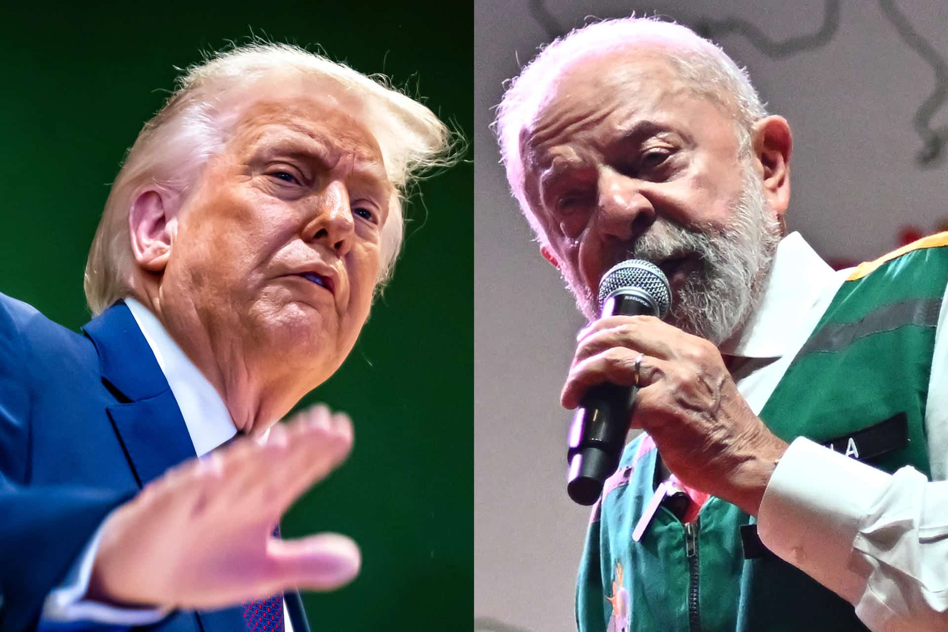 Combo de fotografías de archivo del presidente de Estados Unidos, Donald Trump (i), y el presidente de Brasil, Luiz Inácio Lula da Silva (d). EFE/ ARCHIVO