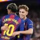 El centrocampista del Barcelona Fermín López y el extremo Lamine Yamal en el Camp Nou en foto de archivo de Siu Wu. EFE