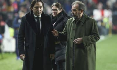 Fotografía de Kiko Huesca, en la que puede verse en una imagen de archivo del pasado 2 de enero al presidente del Getafe, Ángel Torres (d). EFE