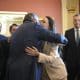 La líder opositora venezolana y Premio Nobel de la Paz, María Corina Machado, recibe un abrazo del senador Ted Cruz, durante una visita al Congreso de los Estados Unidos este jueves, en Washington (Estados Unidos). EFE/ Lenin Nolly