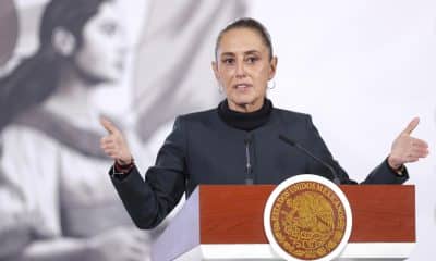 La presidenta de México, Claudia Sheinbaum, habla en una rueda de prensa este miércoles, en el Palacio Nacional en Ciudad de México (México). EFE/ Isaac Esquivel