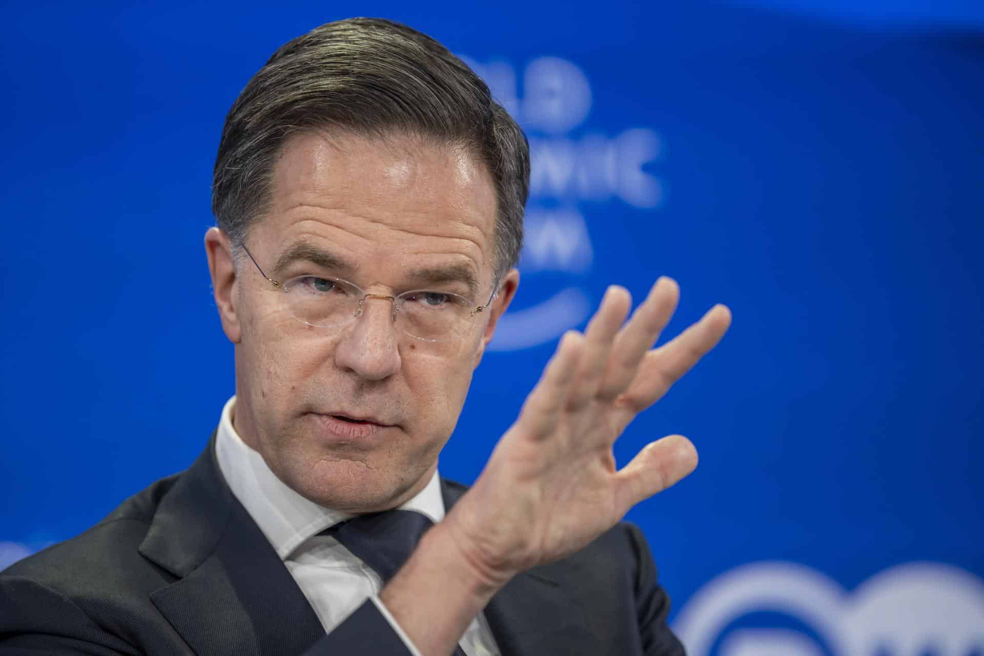 El secretario general de la OTAN, Mark Rutte, habla durante una mesa redonda en la 56ª reunión anual del Foro Económico Mundial (WEF) en Davos, Suiza, el 21 de enero de 2026. EFE/EPA/GIAN EHRENZELLER