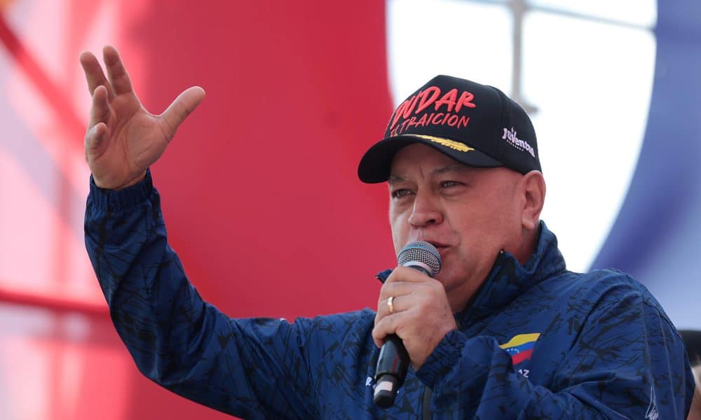 Fotografía del 6 de enero de 2026 del ministro de Interior y número dos del chavismo, Diosdado Cabello, durante una marcha de mujeres del chavismo, en Caracas (Venezuela). EFE/ Ronald Peña R