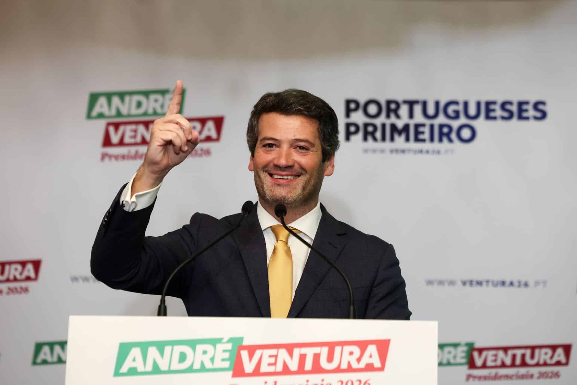 El dirigente de ultraderecha, André Ventura en Lisboa (Portugal). EFE/ Laia Mataix