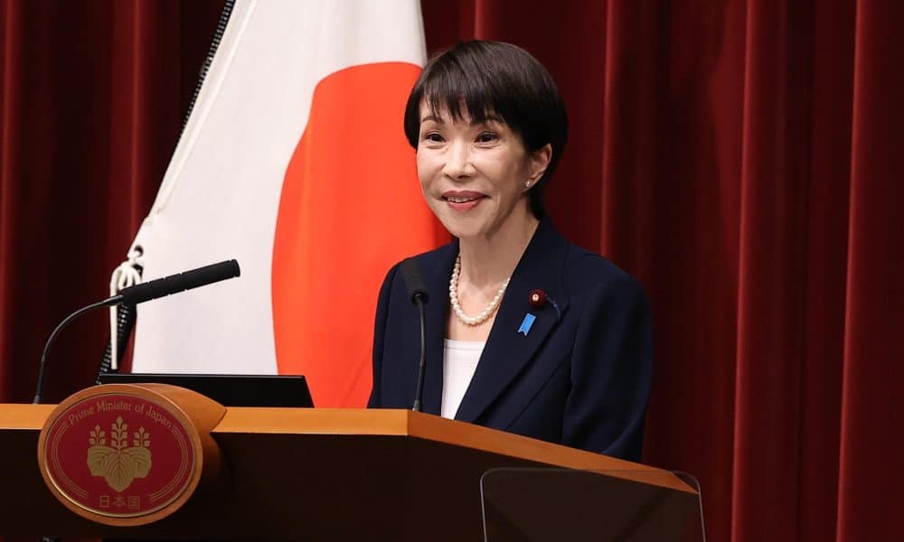 Fotografía de archivo, tomada el 19/01/2026, que muestra a la primera ministra de Japón, Takaichi Sanae, en una rueda de prensa en Tokio. EFE/EPA/RODRIGO REYES MARIN / POOL
