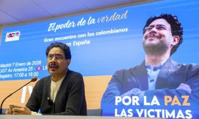 - El candidato presidencial colombiano del Pacto Histórico Iván Cepeda ofrece una rueda de prensa este miércoles en Madrid, para hablar del riesgo de injerencias estadounidenses en las próximas elecciones colombianas y de las consecuencias de la reciente operación militar en Venezuela. EFE/ Víctor Lerena