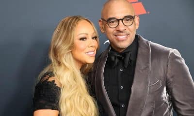 Mariah Carey (i) posa junto a Harvey Mason jr., presidente y director ejecutivo de la Academia de la Grabación, en la alfombra roja del homenaje Persona del Año de MusiCares 2026, este viernes en Los Ángeles, California, EE.UU. EFE/EPA/NINA PROMMER