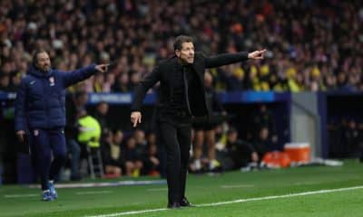 El entrenador del Atlético de Madrid Diego Simeone durante el encuentro correspondiente a la última jornada de la fase regular de la Liga de Campeones que disputaron Atlético de Madrid y Bodo/Glimt hoy miércoles en el estadio Metropolitano, en Madrid. EFE/Kiko Huesca