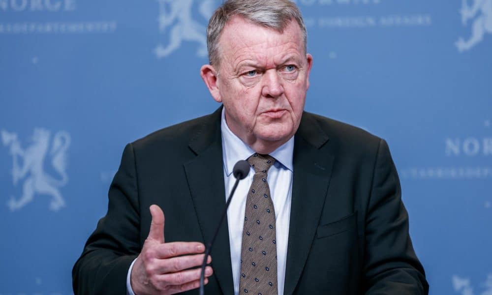 El Ministro de Asuntos Exteriores de Dinamarca, Lars Lokke Rasmussen, habla durante una conferencia de prensa. EFE/EPA/Jonas Been Henriksen NORWAY OUT