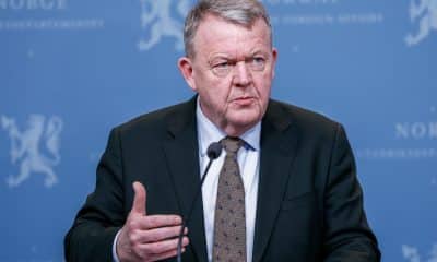 El Ministro de Asuntos Exteriores de Dinamarca, Lars Lokke Rasmussen, habla durante una conferencia de prensa. EFE/EPA/Jonas Been Henriksen NORWAY OUT