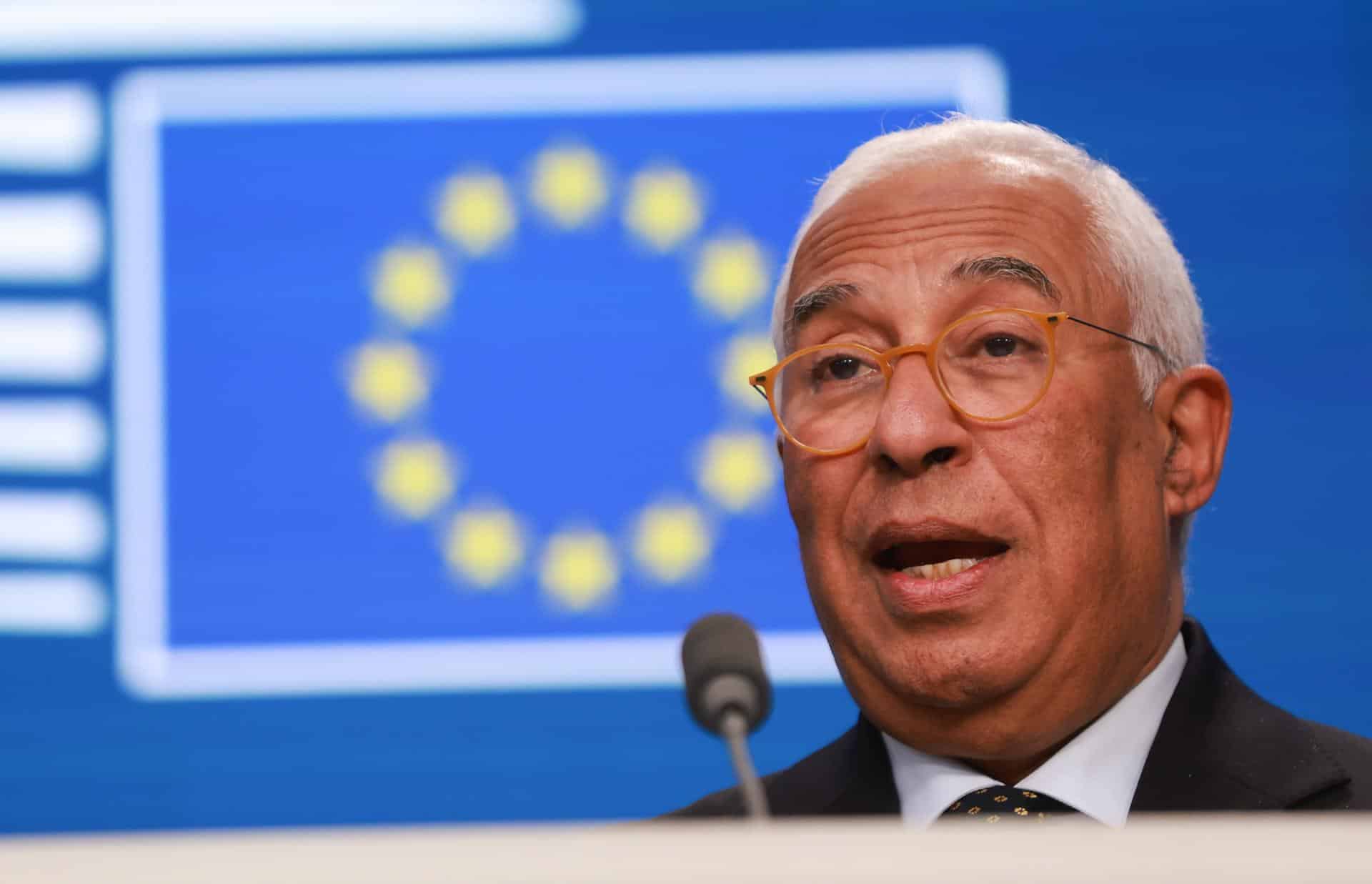 El presidente del Consejo Europeo, António Costa, habla durante una conferencia de prensa al término de una reunión informal de los miembros del Consejo Europeo en Bruselas, Bélgica, el 23 de enero de 2026. EFE/EPA/OLIVIER HOSLET