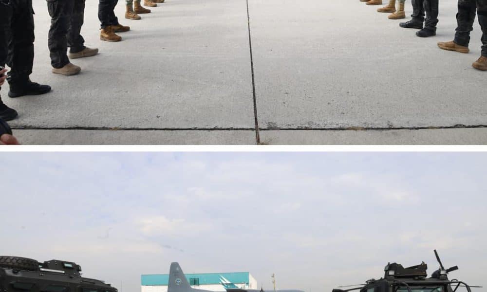 Combo de fotografías cedidas por la Secretaria de Seguridad y Protección Ciudadana, que muestra el operativo del traslado de 37 presos desde la Ciudad de México (México). EFE/ Secretaria de Seguridad y Protección Ciudadana