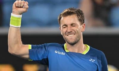El noruego Casper Ruud, tras ganar en la tercera ronda del Abierto de Australia al croata Marin Cilic. EFE/EPA/LUKAS COCH AUSTRALIA AND NEW ZEALAND OUT