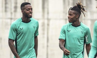 Los jugadores del Athletic Club, los hermanos Iñaki (i) y Nico Williams (d), en foto de archivo de Javier Zorrilla. EFE