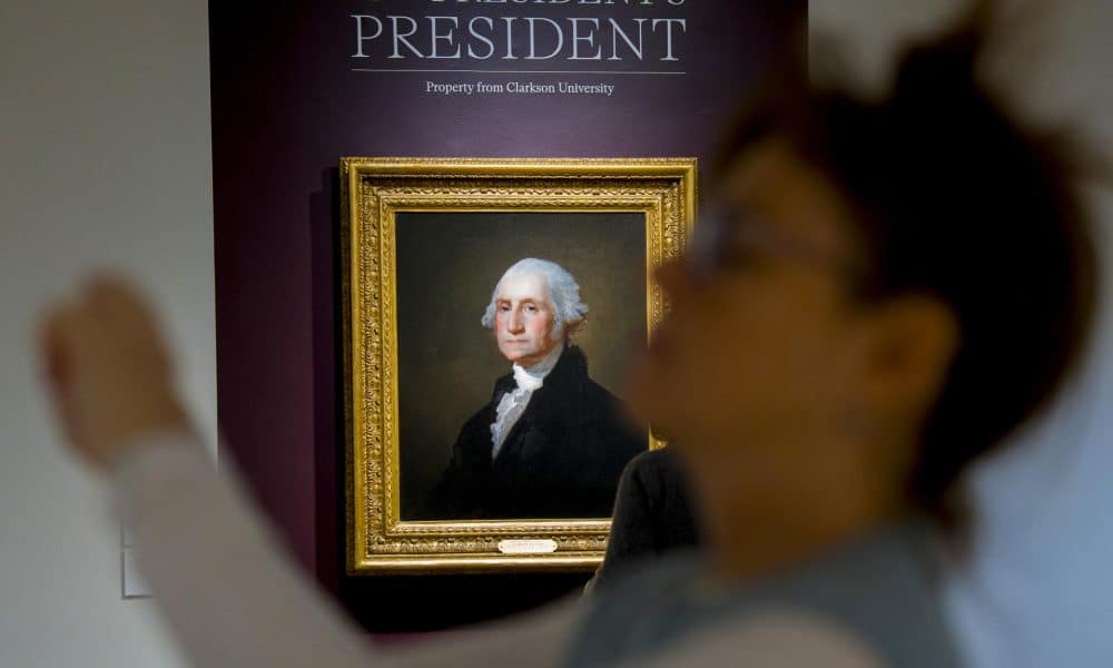Fotografía que muestra el retrato del expresidente de Estados Unidos George Washington (1789-1797) hecho por el artista Gilbert Stuart (1755-1828), este jueves Nueva York (Estados Unidos). EFE/ Ángel Colmenares