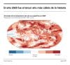 El año 2025 fue el tercero más cálido registrado jamás, si bien desde 2023 es la primera vez que en un periodo de tres años las temperaturas mundiales superan de media 1,5 °C en comparación con el nivel preindustrial, el umbral fijado en el Acuerdo de París para limitar el calentamiento global a largo plazo. EFE
