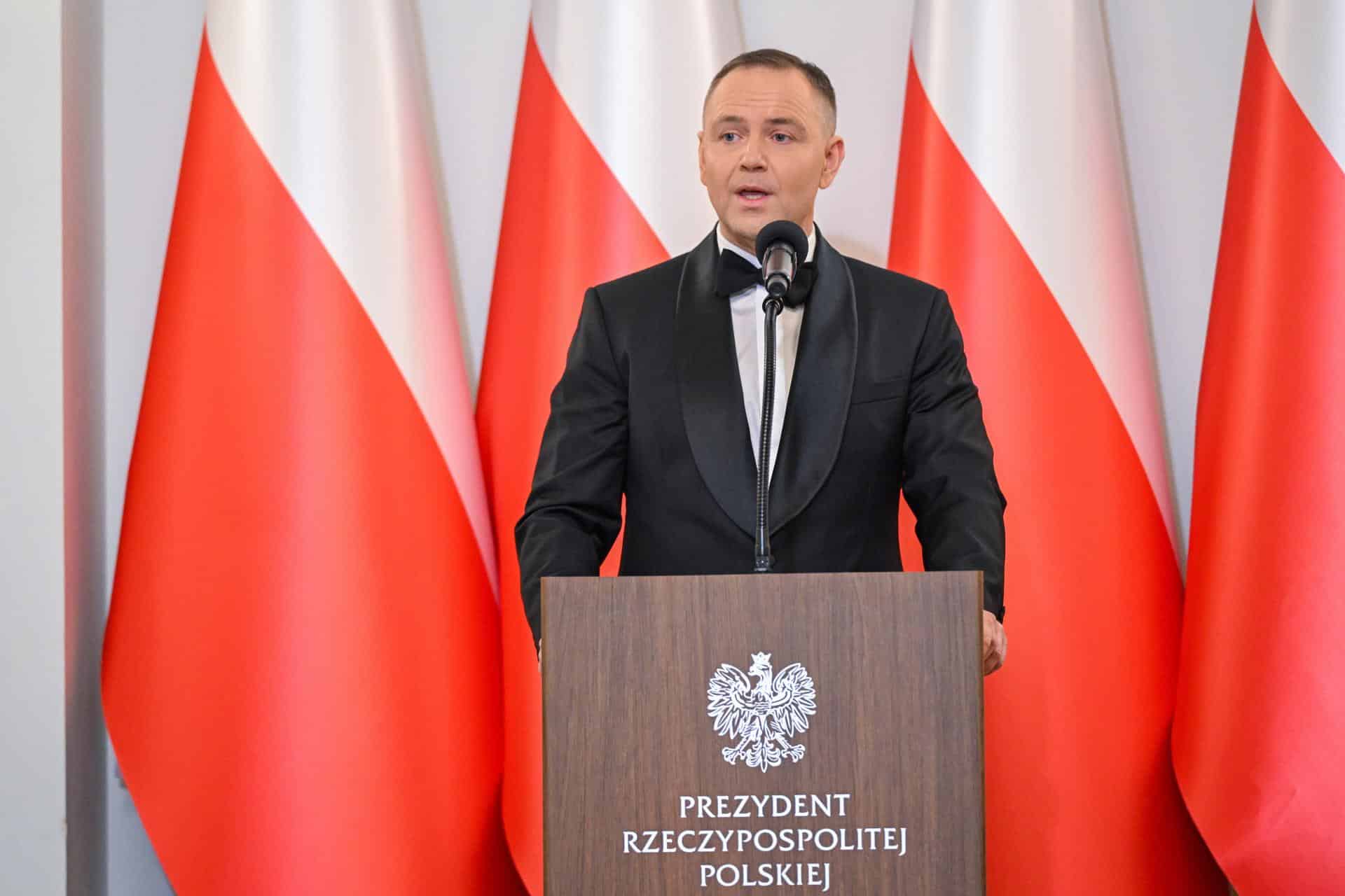 Imagen de archivo del presidente de Polonia, Karol Nawrock, en su discurso de Año Nuevo con delegaciones diplomáticas en Varsovia (Polonia). EFE/EPA/Radek Pietruszka POLAND OUT