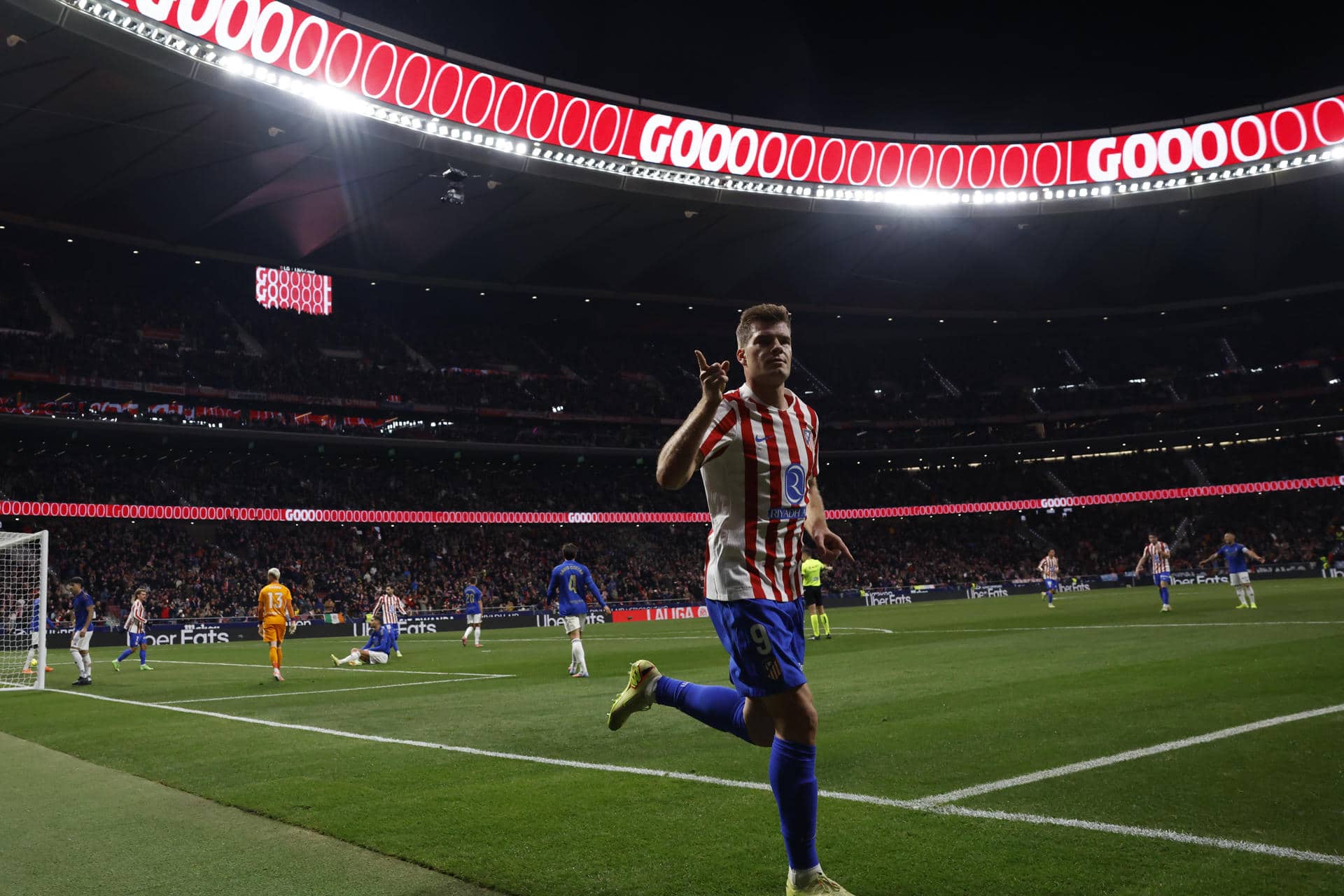 Sørloth celebra un gol en el Metropolitano, en una foto de archivo. EFE/ Juanjo Martín