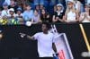 El francés Gael Monfils después de perder su partido de primera ronda de individuales masculinos contra el australiano Dane Sweeny en el Abierto de Australia en Melbourne. EFE/EPA/JAMES ROSS
