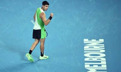 Carlos Alcaraz durante el partido de primera ronda del Open de Australia contraAdam Walton.
EFE/EPA/JAMES ROSS AUSTRALIA AND NEW ZEALAND OUT