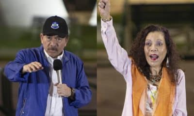 Combo de fotografías de archivo que muestra al presidente de Nicaragua, Daniel Ortega (i), y su esposa, Rosario Murillo, durante un evento en Managua (Nicaragua). EFE/ ARCHIVO