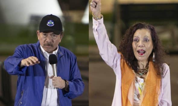 Combo de fotografías de archivo que muestra al presidente de Nicaragua, Daniel Ortega (i), y su esposa, Rosario Murillo, durante un evento en Managua (Nicaragua). EFE/ ARCHIVO
