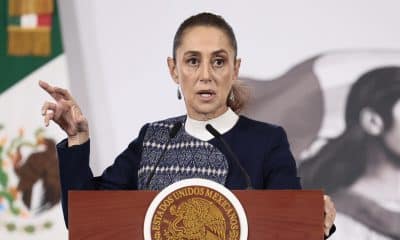 La presidenta de México, Claudia Sheinbaum, habla durante una rueda de prensa este miércoles, en el Palacio Nacional de Ciudad de México (México). EFE/ José Méndez